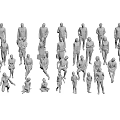 Diverse Group of People in Various Ages and Clothing Standing on Black Background