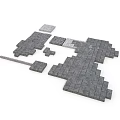 Gray Brick Components With Various Shapes Sizes And Scattered On White Background 3d model
