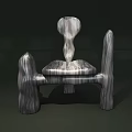 Modern Accent Chair With Natural Wooden Texture And Curved Backrest Design