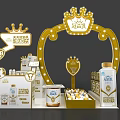 Guanyi Milk Interactive Zone With Decorative Crown Arch Display Stands And Products 3d model