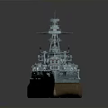 Detailed Warship Model as Water Transport with Turrets and Hull Design