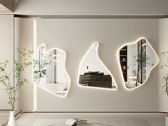 Modern Mirror Dressing Mirror Art Mirror Alien Mirror Floor Mirror Irregular Mirror Full-length Mirror 3d model