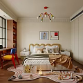 Cozy Kids Bedroom With Colorful Chandelier Striped Bedding Wall Art And Playful Toys