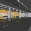 Indoor Parking Garage With B2 Level Sign Yellow Gray Flooring Blue Walls And Cars