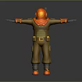 Orange Brown Functional Workwear Outfit With Helmet Pockets Straps And Boots