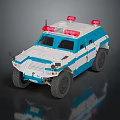 Blue and White Electric Toy Police Car with Flashing Emergency Lights for Kids Playtime Fun