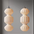 Two Modern Beige Striped Layered Fabric Pendant Lights For Interior Design 3d model