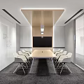 Modern Conference Room Interior With Long Wooden Table White Chairs And Large Screen