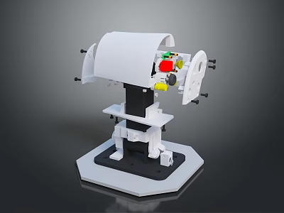 White Computer Peripheral Device With Paper Tray And Control Panel Components 3d model