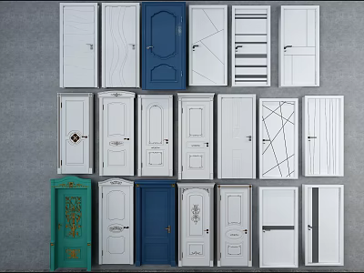 Diverse Hinged Doors With Classic And Modern Styles And Multiple Color Choices 3d model