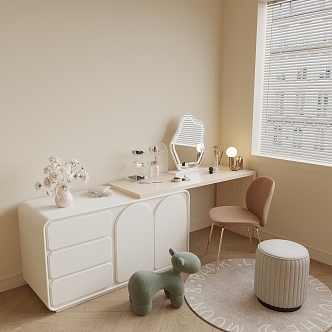 Modern cream style dresser 3d model