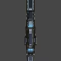 Futuristic Sci Fi Weapon Design With Sleek Black Metal Structure And Blue White Illuminated Accents