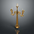 Ornate Golden Candelabra With Multiple Decorative Arms And Black Base 3d model