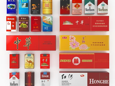 Daily Use Cigarette Packaging Boxes With Various Brands And Designs 3d model