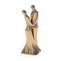 Golden Couples Embracing Statue With Smooth Metallic Finish Design