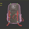 Durable Green Backpack Front OL Logo Practical Design With Adjustable Straps And Side Pockets 3d model