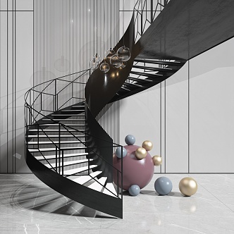 modern revolving staircase 3d model