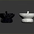 Elegant Black and White Marble Mortar and Pestle Set for Home Use