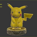 Home Furniture Display Unit Featuring Yellow Pikachu Figurine On Black Base