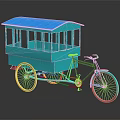 Vintage Tricycle With Blue Carriage Red Frame Black Components And Reflective Surface