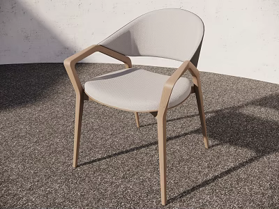 Modern Armchair Featuring Wooden Arms Light Gray Cushion And Minimalist Design 3d model