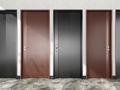 Modern Hinged Doors Showcasing Various Designs Brown And Black Color Options 3d model