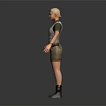 Outdoor Female Explorer In Tactical Vest With Wild Deer In Natural Setting