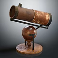 Commercial Vintage Telescope With Rustic Brass Barrel Spherical Base Wooden Platform And Metal Stand