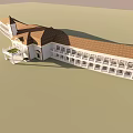 Classical Style Hotel Building With Clock Tower Arched Entrance And Symmetrical Design