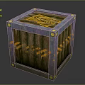 Wooden Crate With Metal Corners Yellow Top Pattern And Orange Side Text