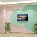 Hospital Ward With Light Green Walls Large Window Gray Curtains Two Beds And Decorative Paintings