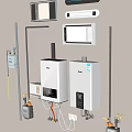 Home Wall Mounted Water Heaters With Digital Display Control Devices And Pipes
