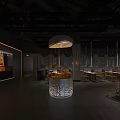 Modern Restaurant Interior With Unique Wall Display And Warm Ambient Lighting Design