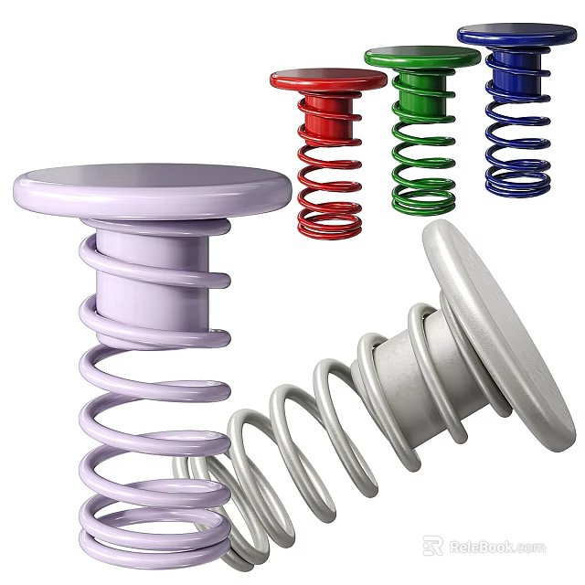 Vibrant Spring Design Stools Featuring Round Seat And Multiple Colors 3d model 