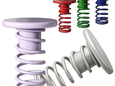 Vibrant Spring Design Stools Featuring Round Seat And Multiple Colors 3d model