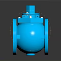 Blue Industrial Valve With Flange Connection And Machinery Equipment Design