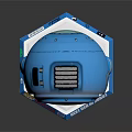 Shiny Blue Astronaut Figurine With Smiling Face And Square Base Displaying The Blue Planet Text