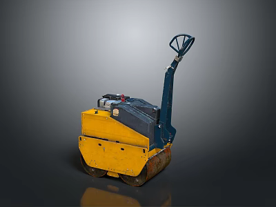 Yellow And Blue Compact Roller Functional Vehicle With Dual Rollers Handlebar And Control Panel 3d model