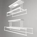 Ceiling Mounted Clothes Hanger With Multiple Bars And Hanging Hooks For Laundry Room 3d model