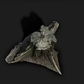 Natural Wooden Tree Stump With Rough Texture On Dark Background