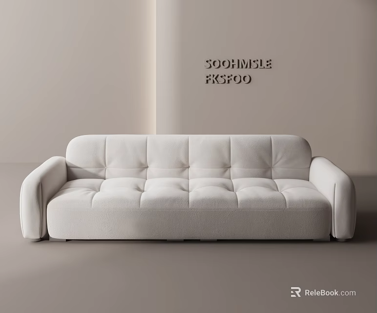 Modern White Multi Seater Sofa With Upholstered Design And Clean Lines 3d model 