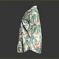Casual Summer Short Sleeve Shirt With Tropical Plant And Fruit Patterns