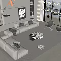 Modern Minotti Sofa Coffee Table Combination 3d model