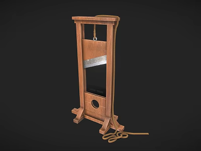 Medieval Historical Wooden Guillotine Weapon Featuring Sharp Blade And Traditional Structure 3d model