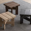 Modern Wooden Slatted Top Stools In Different Color Tones For Home Living Space