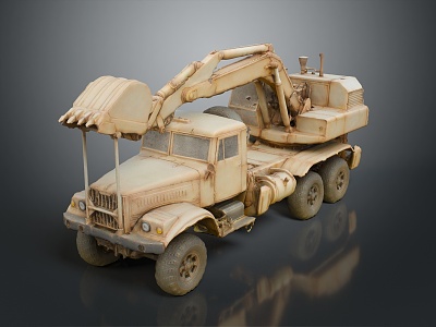 Modern Forklift Army Card Military Forklift Earth Truck 3d model