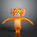 Classic Orange Animated Character from Tom and Jerry with Big Ears in Standing Pose