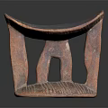 Traditional African Handcarved Wooden Stool With Curved Seat And Sculpted Legs