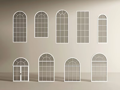 Various Floor to Ceiling Window Designs Including Arch and Rectangle Shapes 3d model