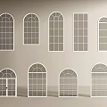 Various Floor to Ceiling Window Designs Including Arch and Rectangle Shapes 3d model